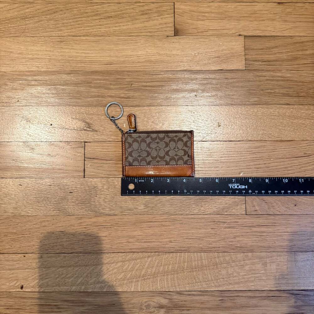Coach Signature Canvas Keychain Coin Pouch – Brown/Tan